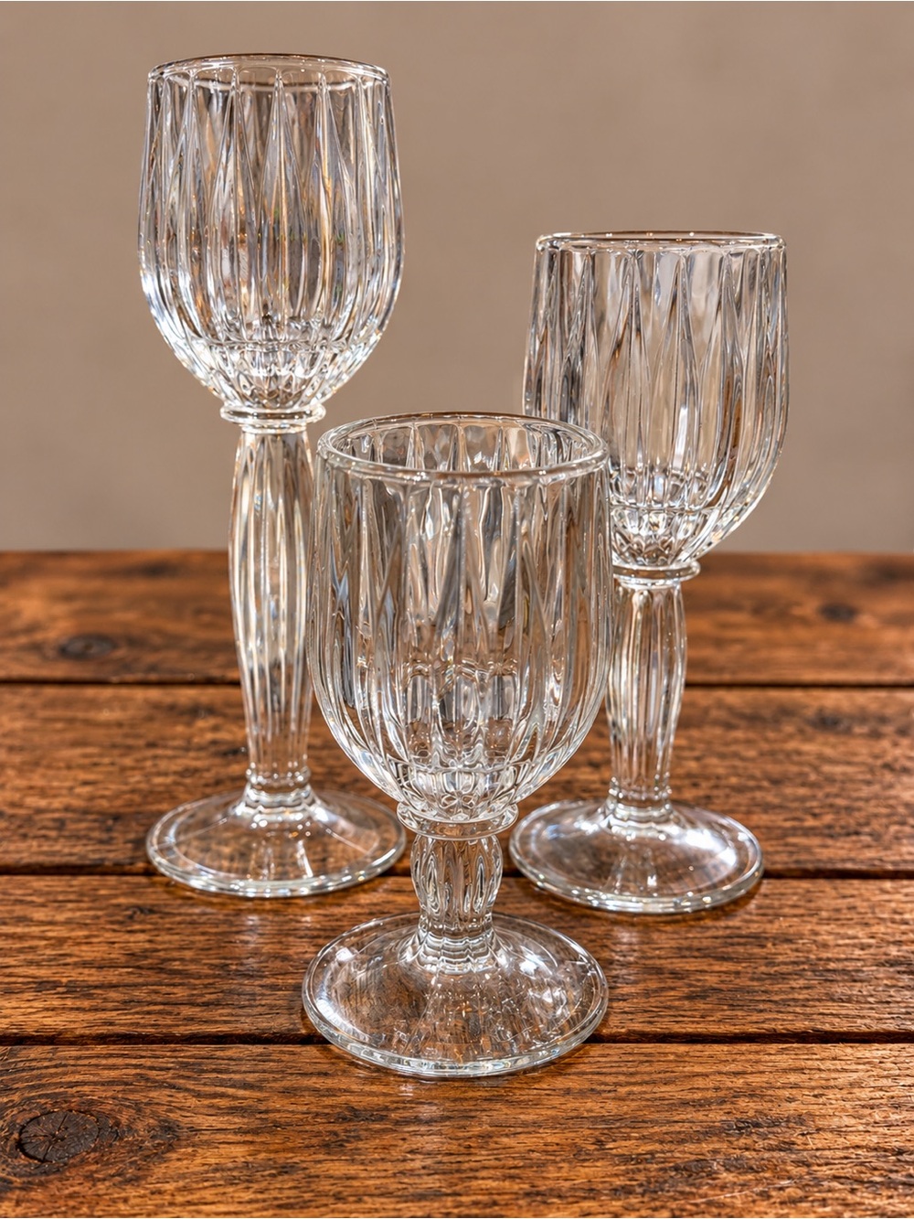 Vintage PartyLite Clear Glass Votive Holders Set of 3 Graduated Heights